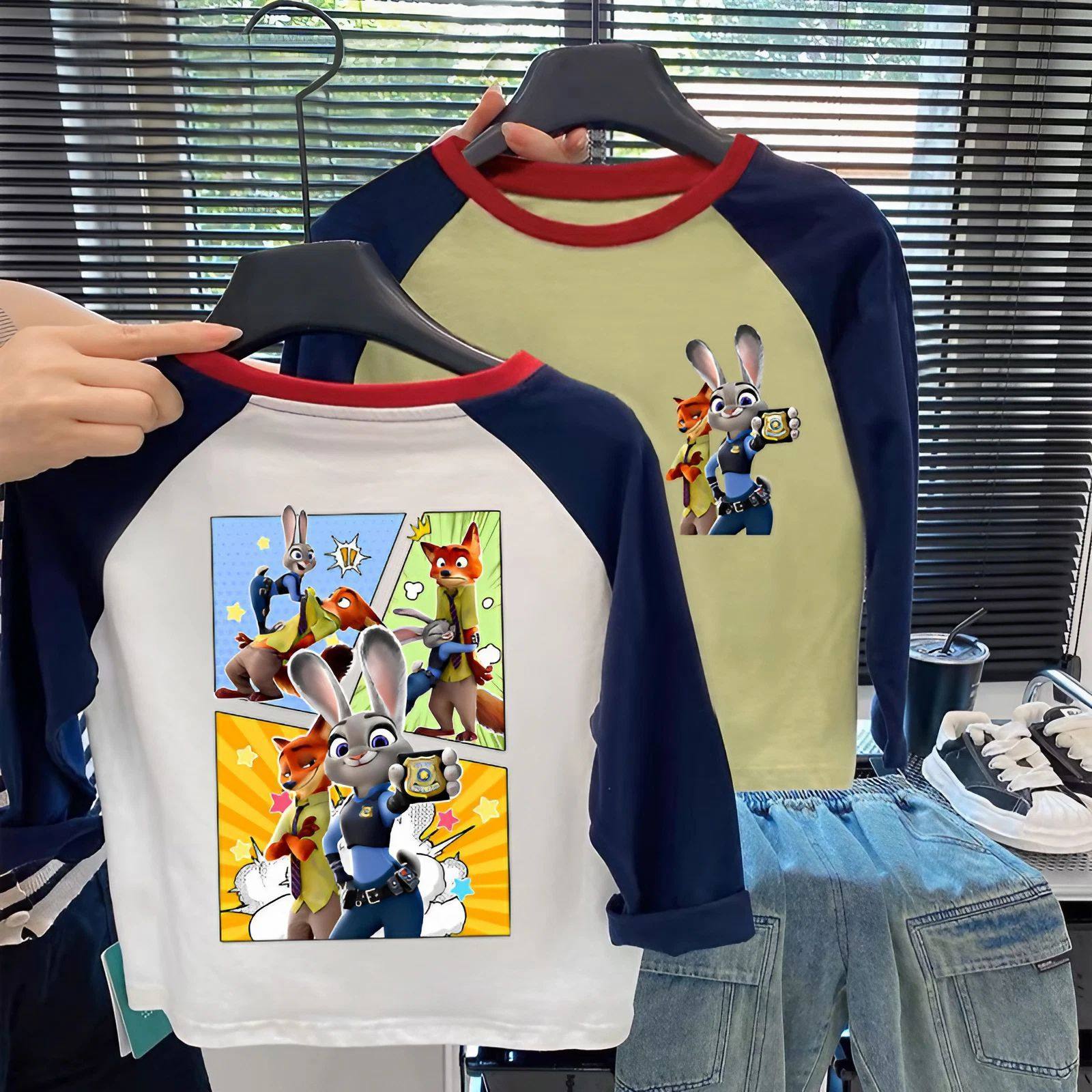 男女童新款卡通印花拼接上衣t春季百搭纯棉长袖疯狂动物城儿童T恤,童装/婴儿装/亲子装,儿童速干T恤,淘宝优惠券,粉丝福利购,淘宝优惠卷