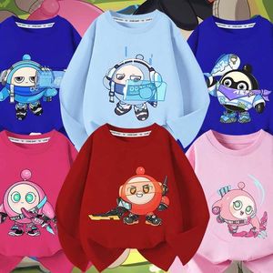 蛋仔派对女童春秋装新款男童圆领纯色上衣儿童纯棉长袖衣服新款潮