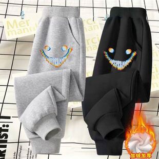 后室backrooms周边加绒卫裤学生微笑者笑靥秋冬保暖运动儿童装