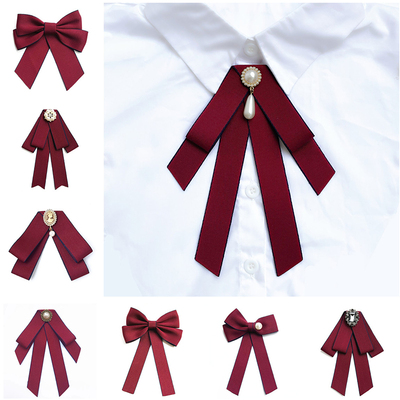 jk制服领结女红色纯色日系斜角