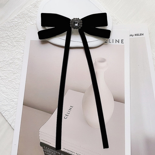 法式黑色丝绒小香风领结气质毛衣衬衣精致装饰胸针JK制服别针领花