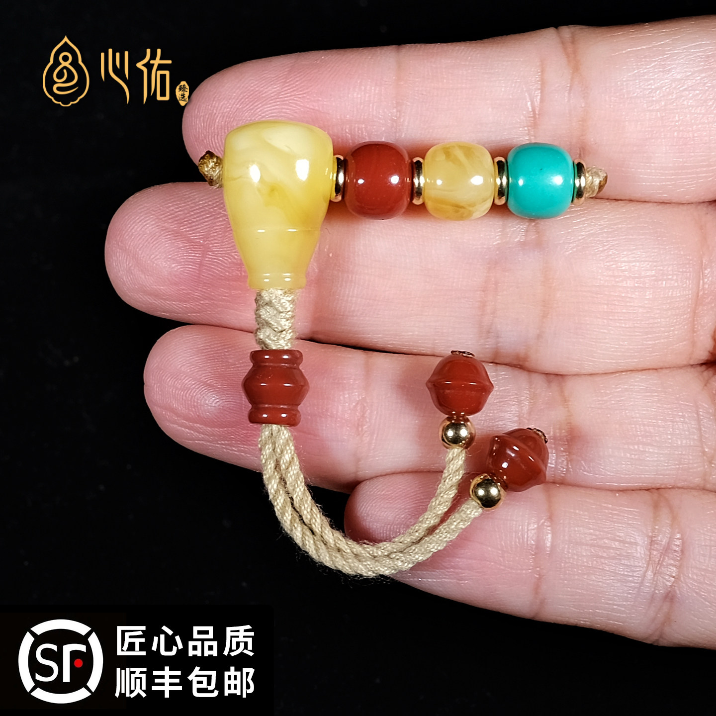 南红蜜蜡绿松石佛头小金刚百香籽配饰全套星月菩提手串链配饰套装