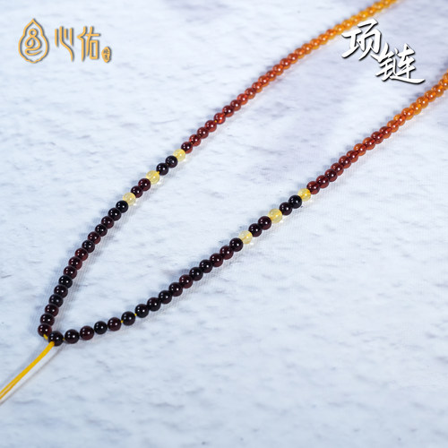 天然琥珀项链小米珠锁骨链金珀