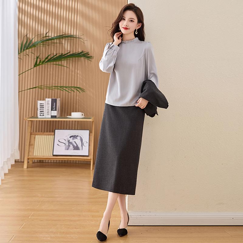 时尚休闲套装02件5春季新款女装气质衫马甲ME5527-0半裙衬三套裙