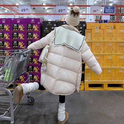 季小个子中长款披羽绒服女冬新款的巨好看肩韩系甜美粉色加厚B237