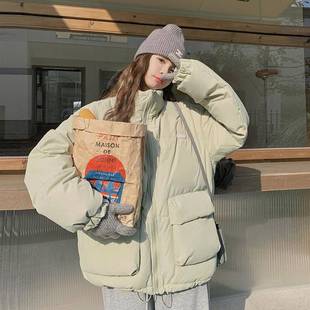 浅绿色新里韩气立领羽绒服女款2025短冬季C282-666款韩松弛感通勤
