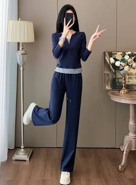 欧气套装初秋20女25新洋款设计感蓝色简韩约假两件上ZR2C310 衣长