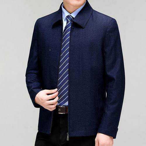 装2025秋外季新上款羊毛夹克9122-Y男士翻领拉链款套中老年人爸爸