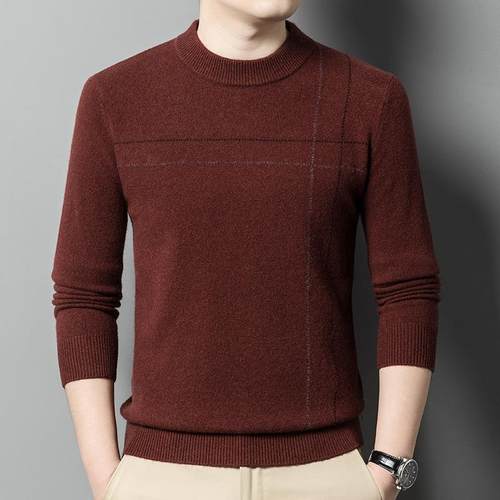 024冬HG988-YA季男士羊毛衫中2年套头高档厚款毛尚休闲圆领针织时