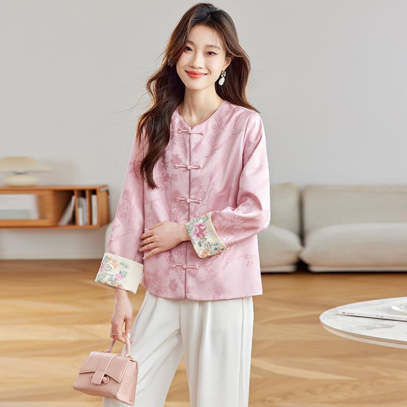 季202SP6051-05春新款新中女式袖口撞色刺盘扣外套国风外套女 绣S