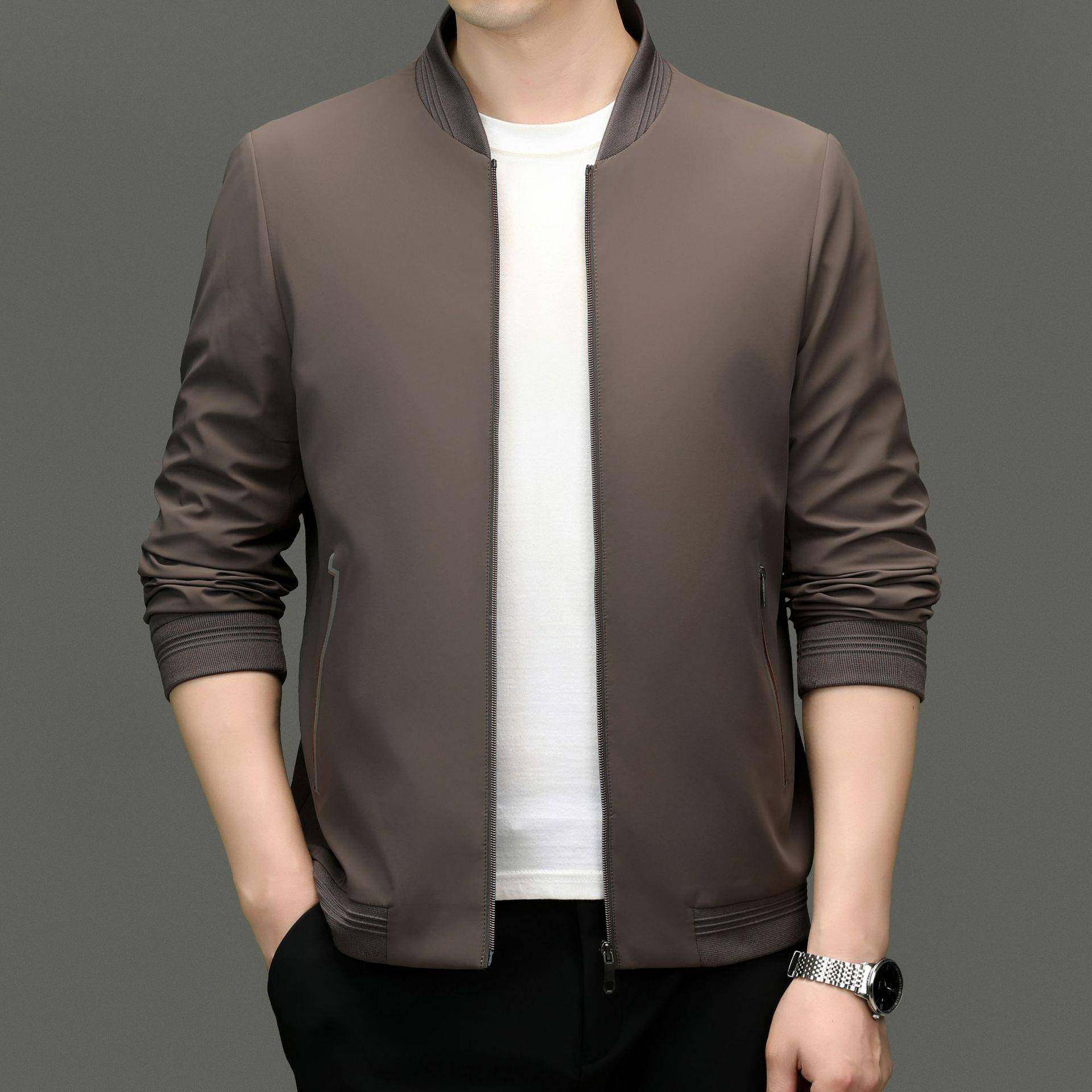 春年季新男士长袖尚潮流TPX立领中青夹克时衫外套休闲百搭款上衣