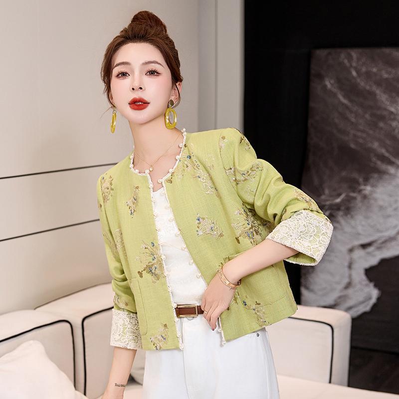 新中国风盘扣提花款外套ZBU2510B女202爆5春秋季新款式高级感短复
