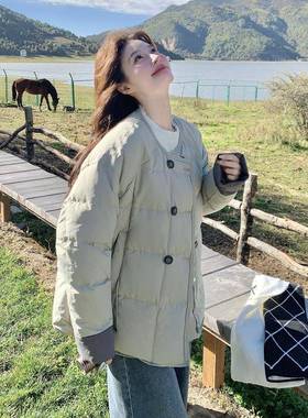 浅绿色超5好看短羽D013-262绒服女款202冬季新款松韩系休闲宽90白