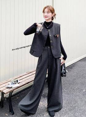 灰色韩系轻熟件风气质马甲套装女2秋025闲新C153-889款高级感休阔