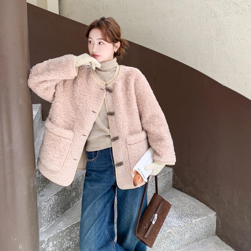 其色甜美好看羊羔毛2外套款女短款205冬季新韩版加厚仿皮2B235-91