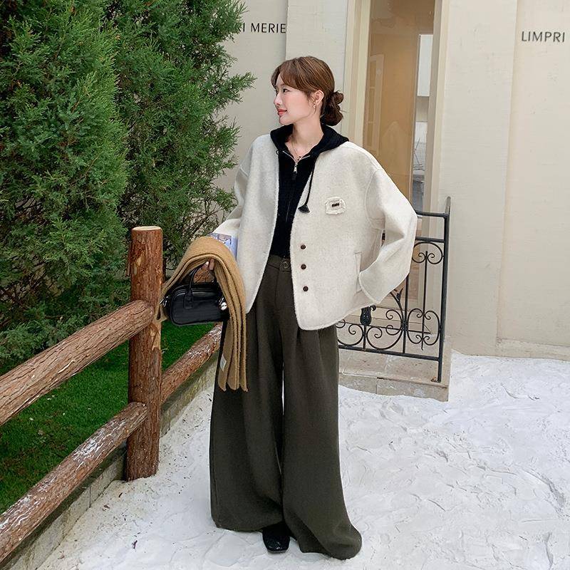 设计感羊个毛面呢子外套显瘦马甲两件套c280-503女秋冬新款双小短