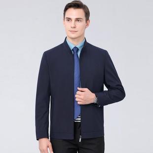 外男套商务爸休领闲翻纯色茄克衫 中年士夹克爸装 210春秋新款 2108
