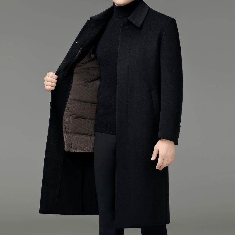 男式毛呢大衣2025秋冬长面中青年商务A8520-WL脱羽绒内胆卸双呢风