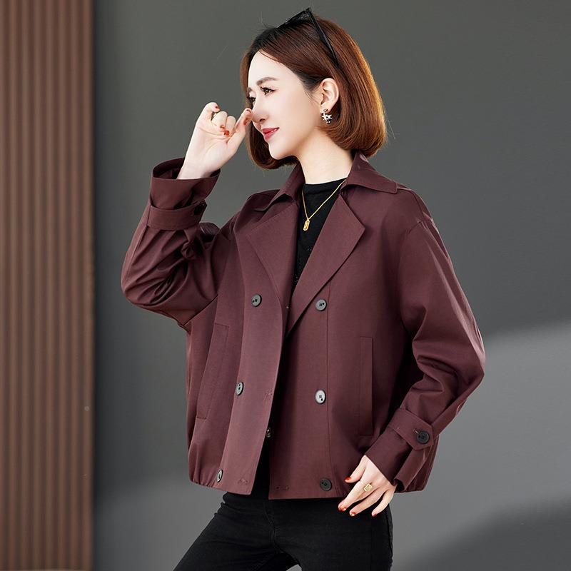 春秋225年GE2506-0新款时0尚质0短款小个子双排扣安可拉红外套女G