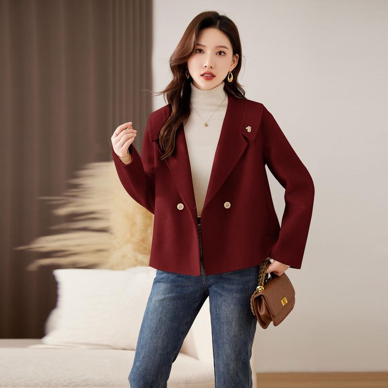 205秋冬羊毛呢气新款衣翻质领双面羊毛小个子MN5822-0短款外套M大