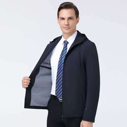 秋款冬新款男士休夹闲夹套克商务绅士FDI连帽领拉链克薄男外茄克