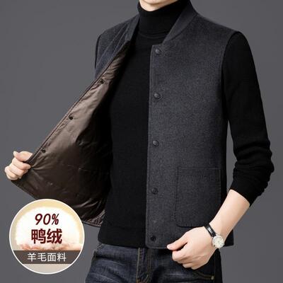 秋冬款男士纯色羊保毛羽11818-W7绒新马甲男中年商务休闲舒适暖马