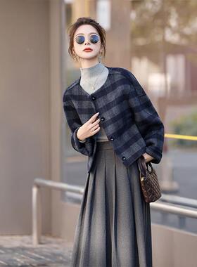 2Z2548-1025秋子冬新高级感小个子开0衫百搭格洋气羊毛呢外套 Z款