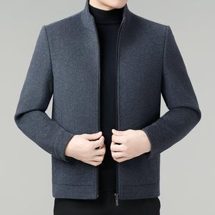 高级中感双面呢大衣男中年休闲款 =5胆羊毛领呢长 加厚羽绒内2503