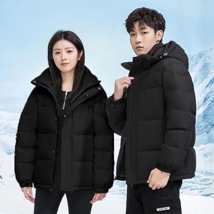 情侣简同约潮流闲BOD宽松尚加休厚大码 冬季 时羽绒服短款 新男女款
