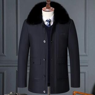 爸中档老年A1-Q1人男士羽绒服爸冬装外套高脱卸冬季活里面活上衣