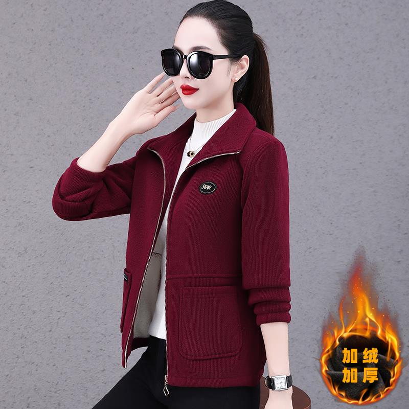 绒加拉链卫衣女秋冬款季新时尚加洋气女士立领8401919开厚衫上衣