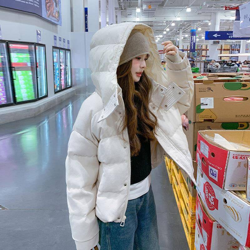 韩设计感ZZB210 C短款0连帽羽绒系羽绒服女2024冬季小个加厚9白鸭