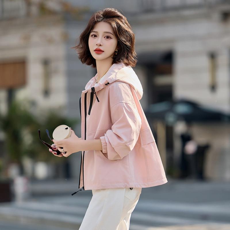 20春套W5809-01季5新女装小个子时尚连帽长袖洋款气宽松休闲外 W5