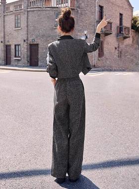 YH99905-小香风时H尚套装女025秋冬新款气质2百搭外套阔腿两裤件