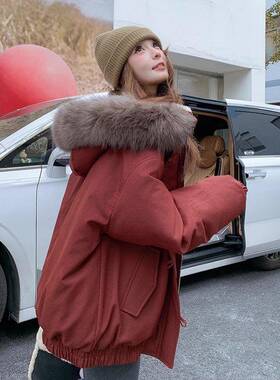 红色大领派毛克羽女冬季2绒02服5新款工装风加B203-953厚保暖白鸭
