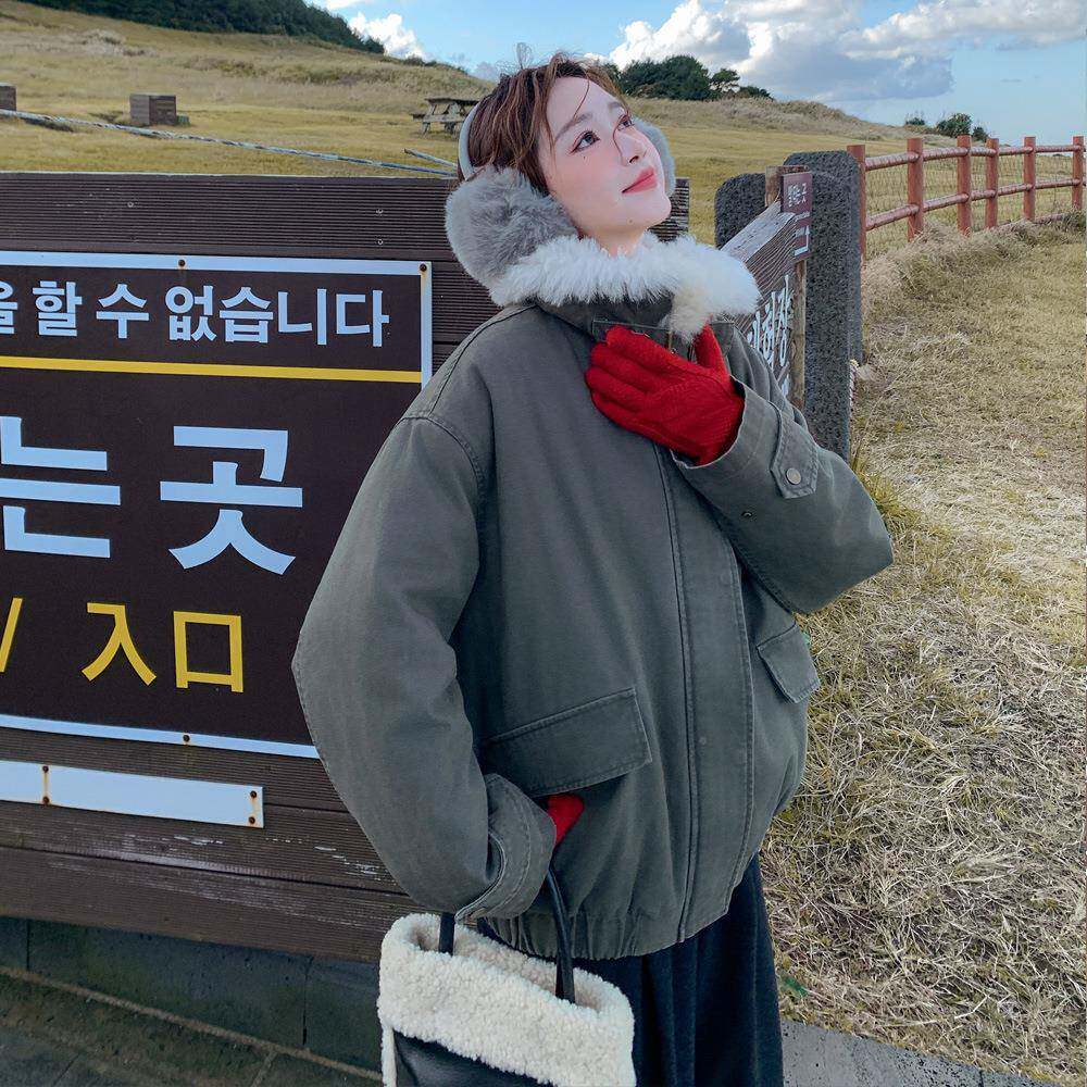 绒拼大接翻韩领90绒羽绒内胆派克服女冬2025新款版工c100-292毛装