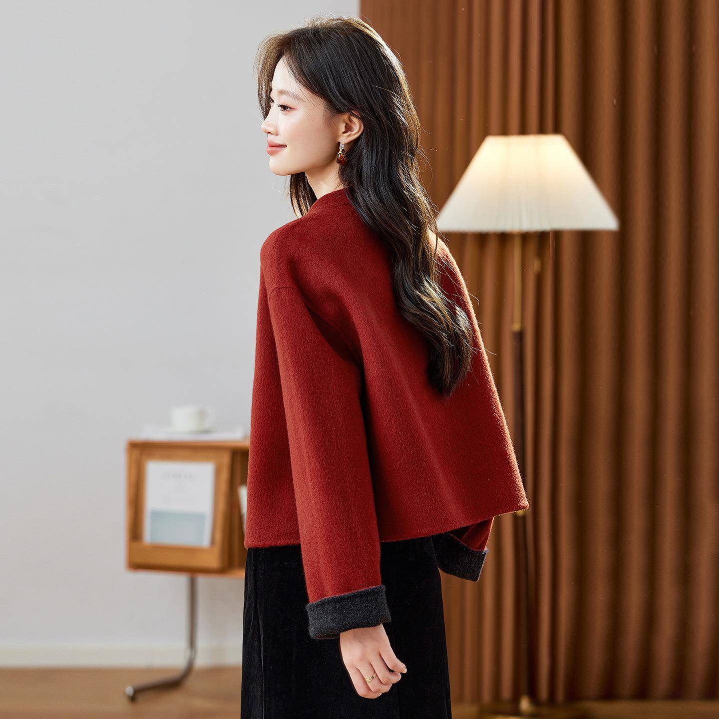 双面衣羊绒羊毛大短款女5202秋冬新款ZZHEN263小个子双面呢上子毛