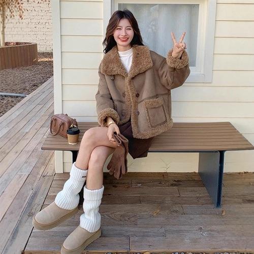 面穿羊羔毛外套冬2棉025新款韩女系仿皮毛一体加厚保暖B220A-88小