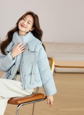 短款羽绒服冬2025新款小ZYI806K个子高端洋气白鸭加绒厚女松宽面
