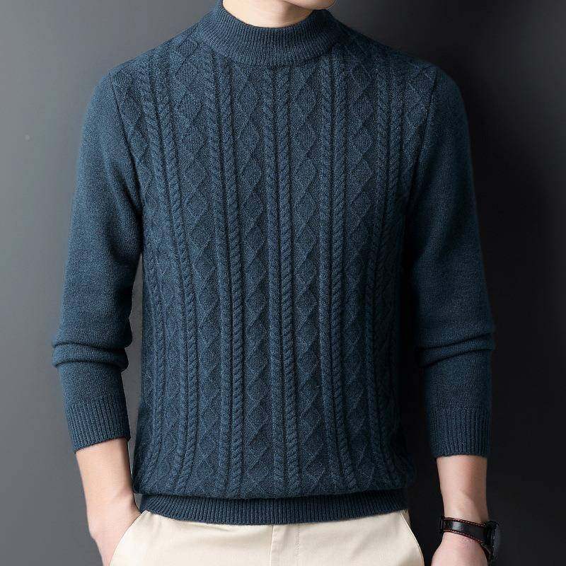 224秋冬季羊毛衫62112-T中青年男士绵羊衣毛圆领套针织衫头保0暖