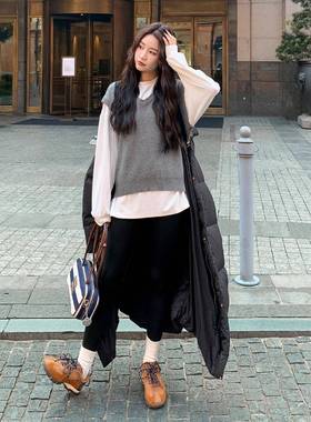 黑色连帽膝长款过鹅绒服暖外套女20c209-Y025冬季新款高级设计感2