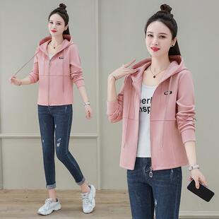 卫衣外身套78-202女春装2025小个子修长款袖连帽开衫运动新服春秋