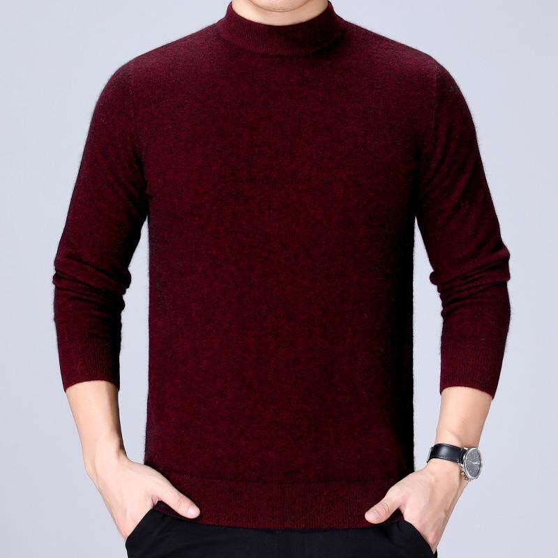 202秋冬新款男式8066-PI套头衣半毛高领3绒男羊装纯色休闲长袖羊