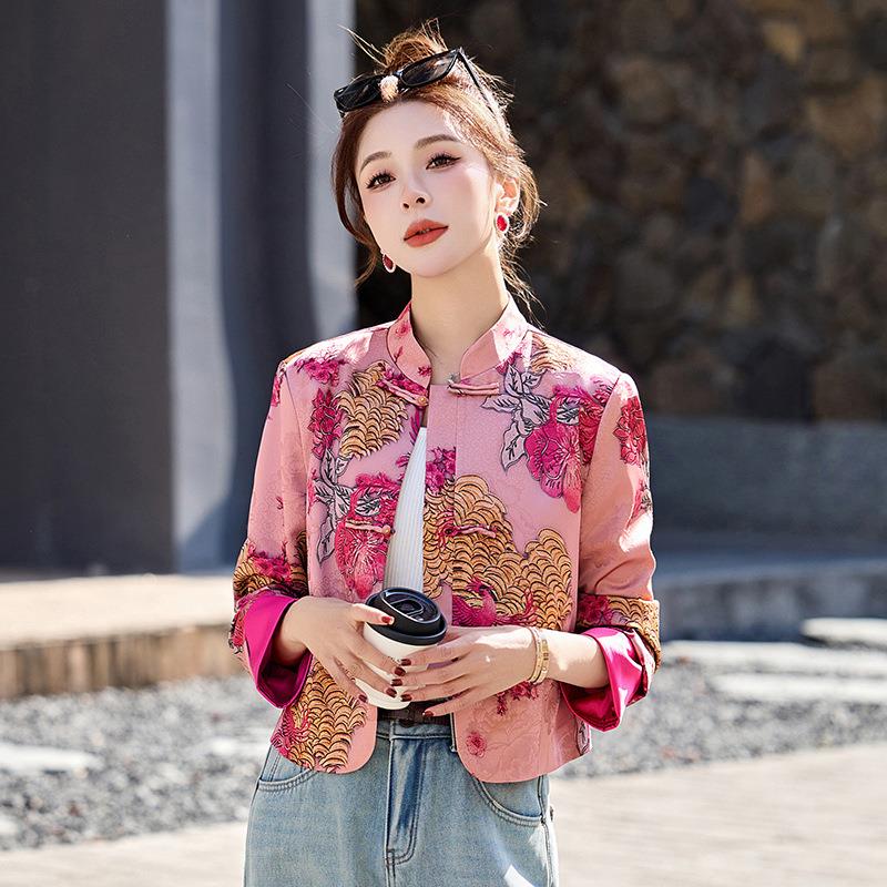 新品女装2复025春季新女新中式国风印盘扣古气质ZQ2501款外套Z花Q