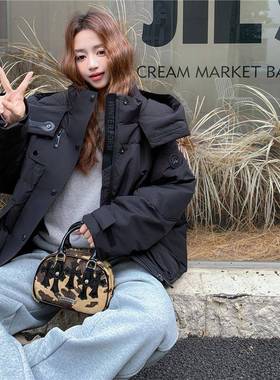 黑连短帽款羽绒服女冬季2新025款韩B252-262系高级感小色个子白鸭