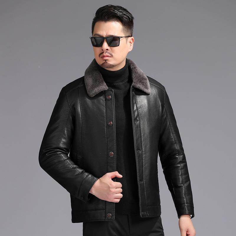 衣新款冬季皮毛一体男士绒务保暖爸加爸装羊羔毛WCH外套商加厚皮