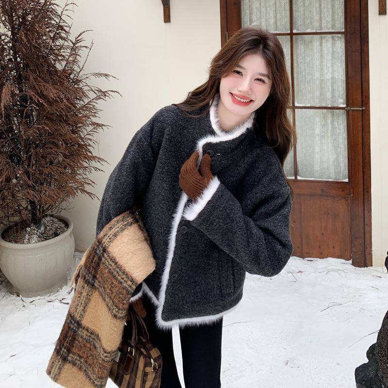 深c183-500灰色毛绒包绒羽内胆小套香风外女冬季202边5新款加厚保