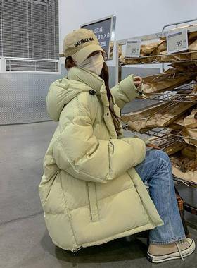 绿色韩系短款绒外套女2025冬季新款小个子服保羽9B126-871暖0白鸭