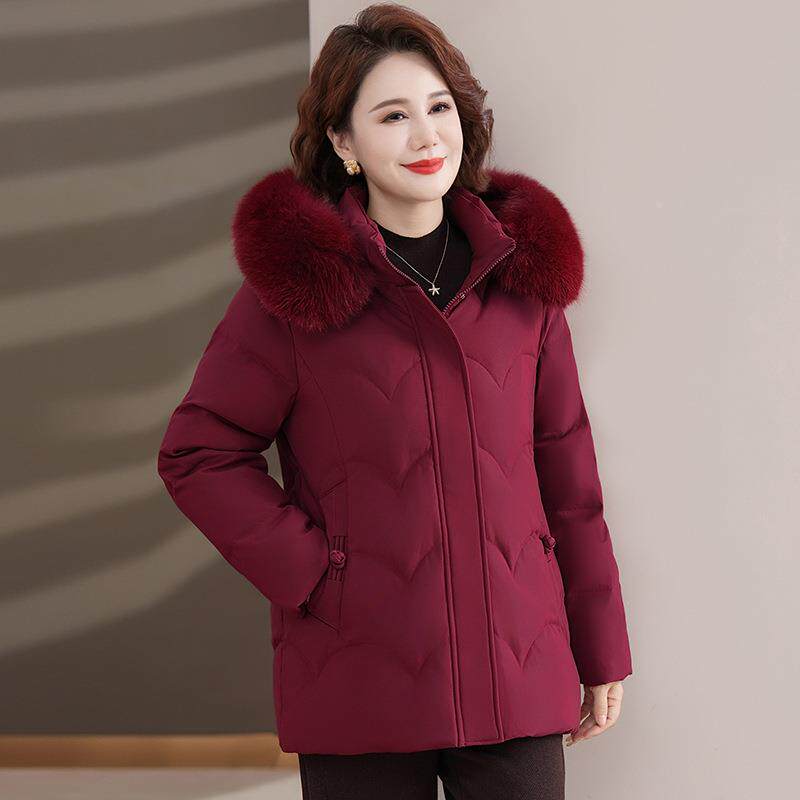 正品白中绒服女长款羽20鹅25冬季新款时898863尚妈妈装加厚中老年