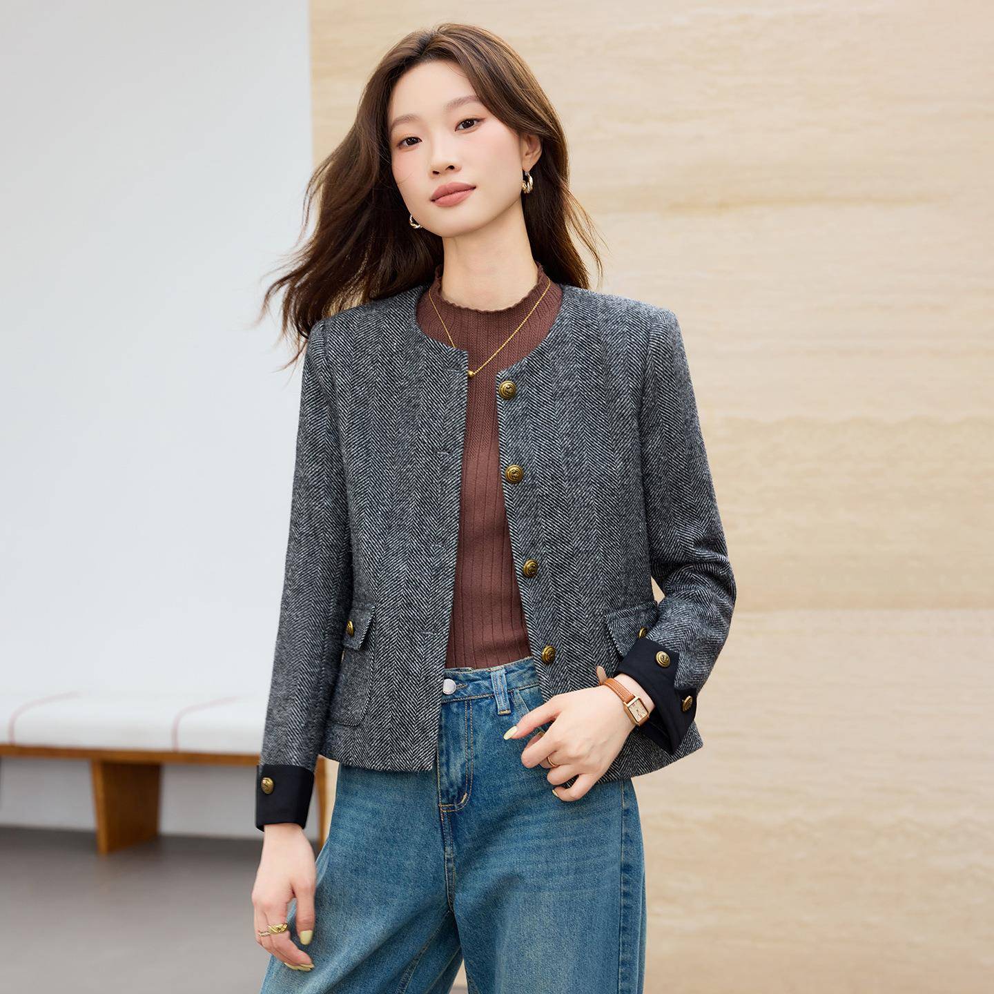 小香风短ZSHI085S款外套女025季新款洋气显上2瘦百搭小个子高秋级